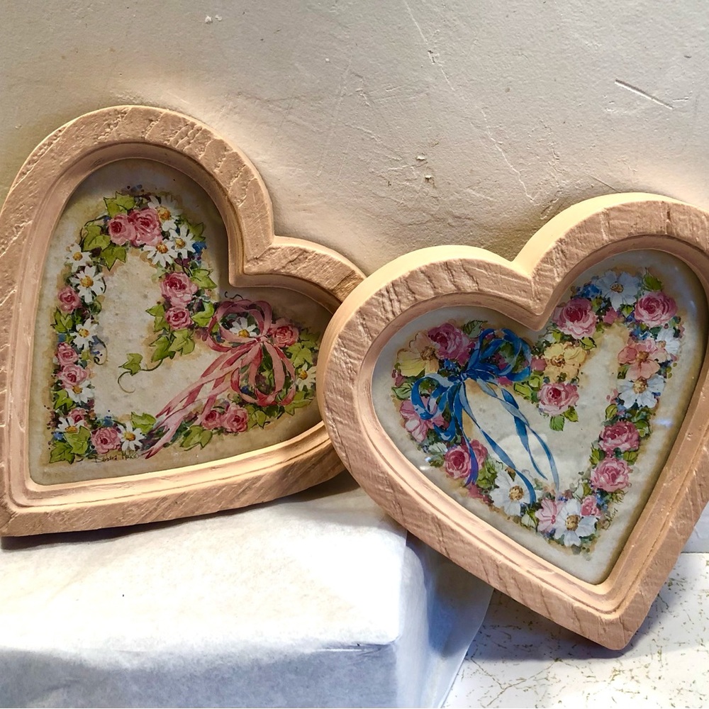 3852 Vintage Homco Inc. Heart Shaped Art Framed Prints 1987 Homco Prints